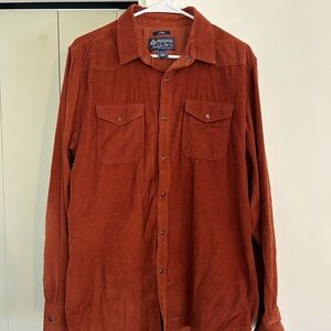 Rust Corduroy Button-Up Shirt